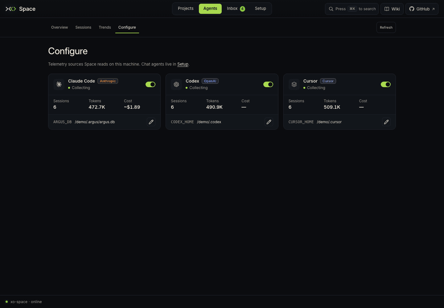 Agents Configure with collection controls and native telemetry paths