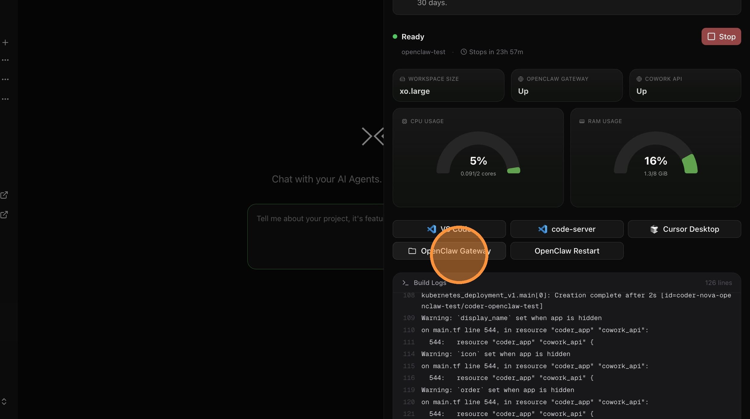 Click OpenClaw Gateway