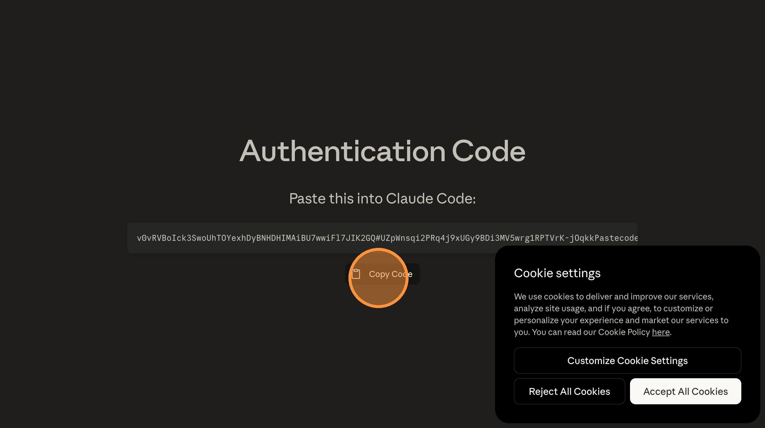 Click Copy Code