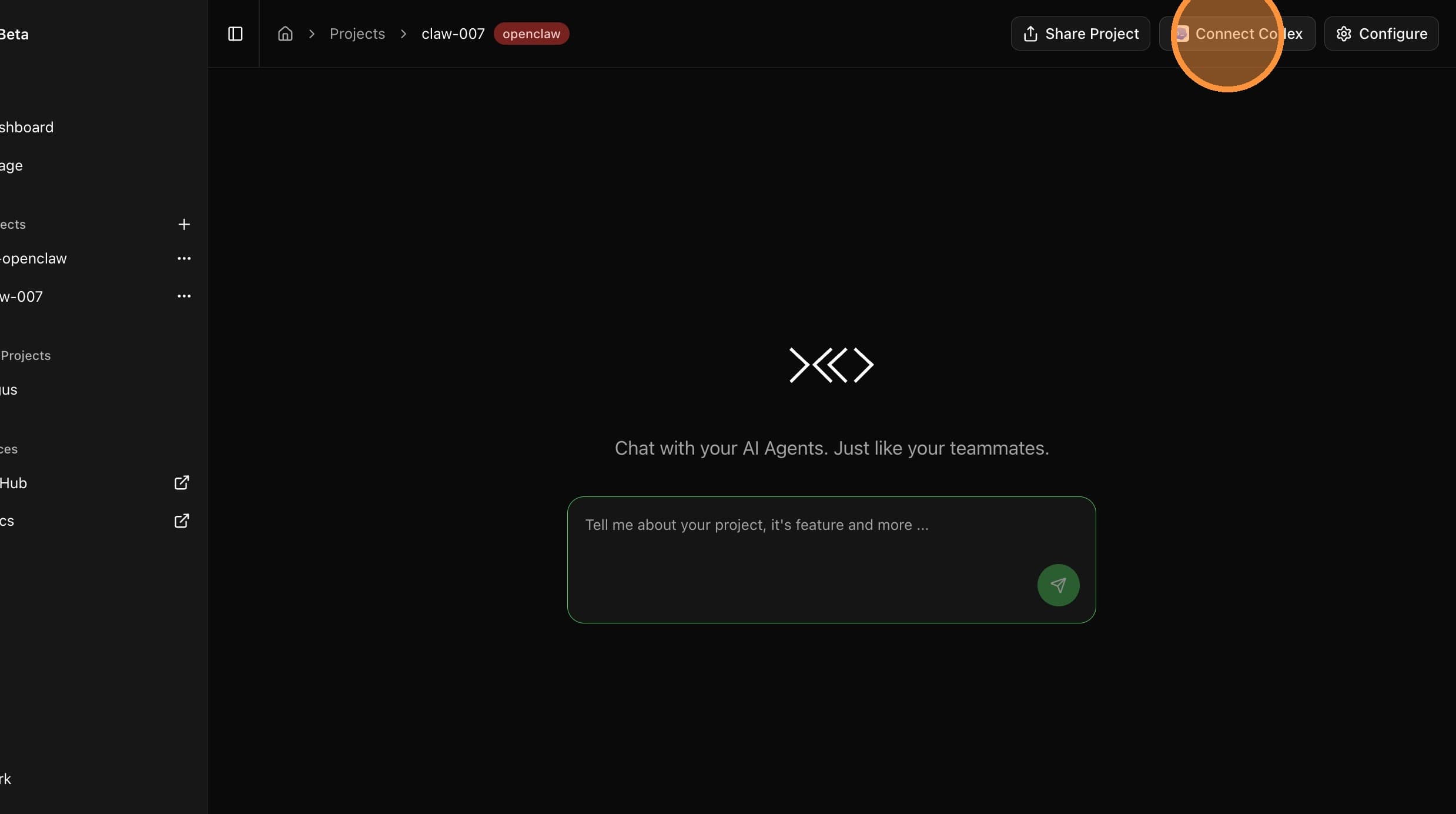 Click Connect Codex