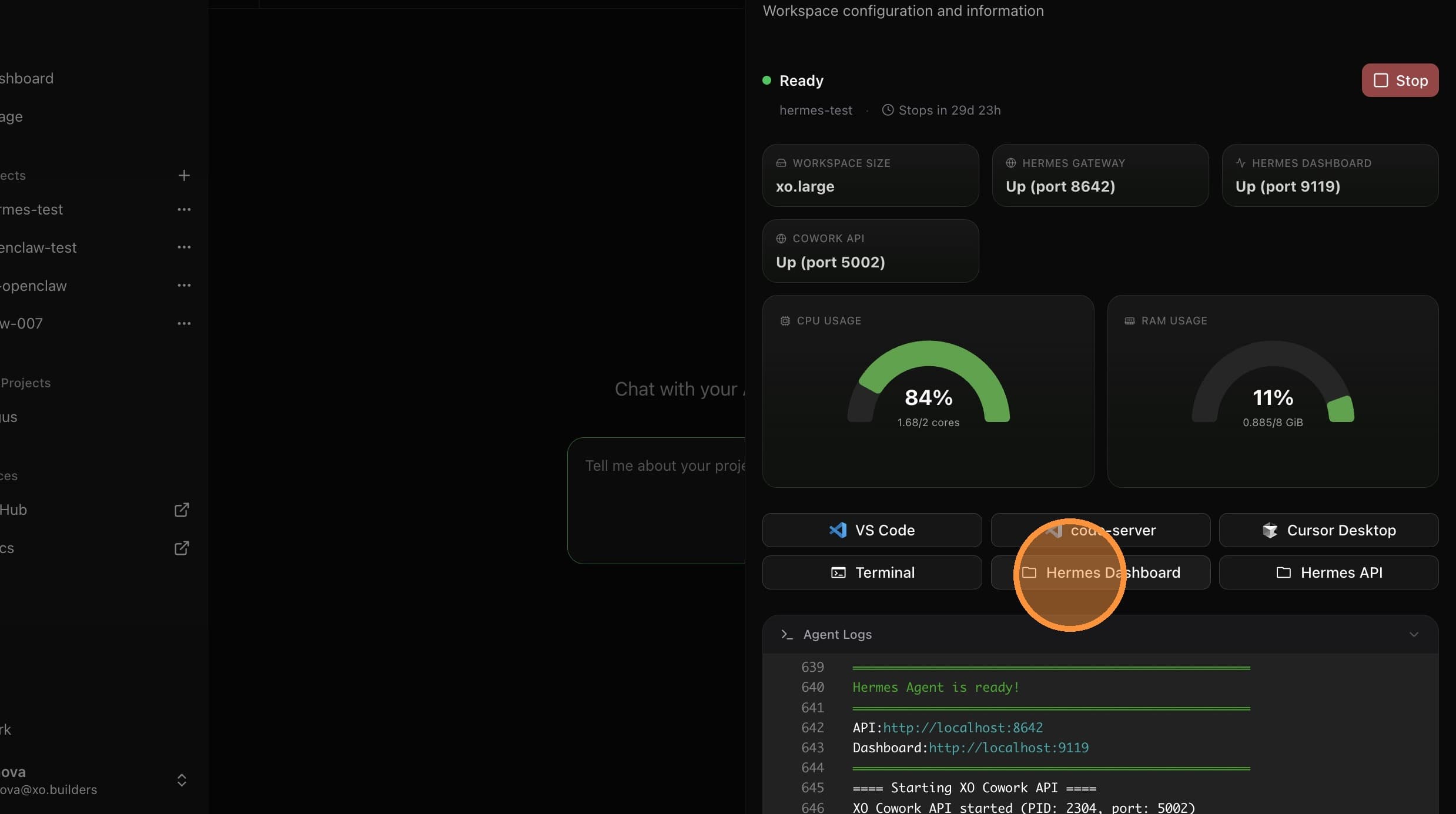 Click Hermes Dashboard