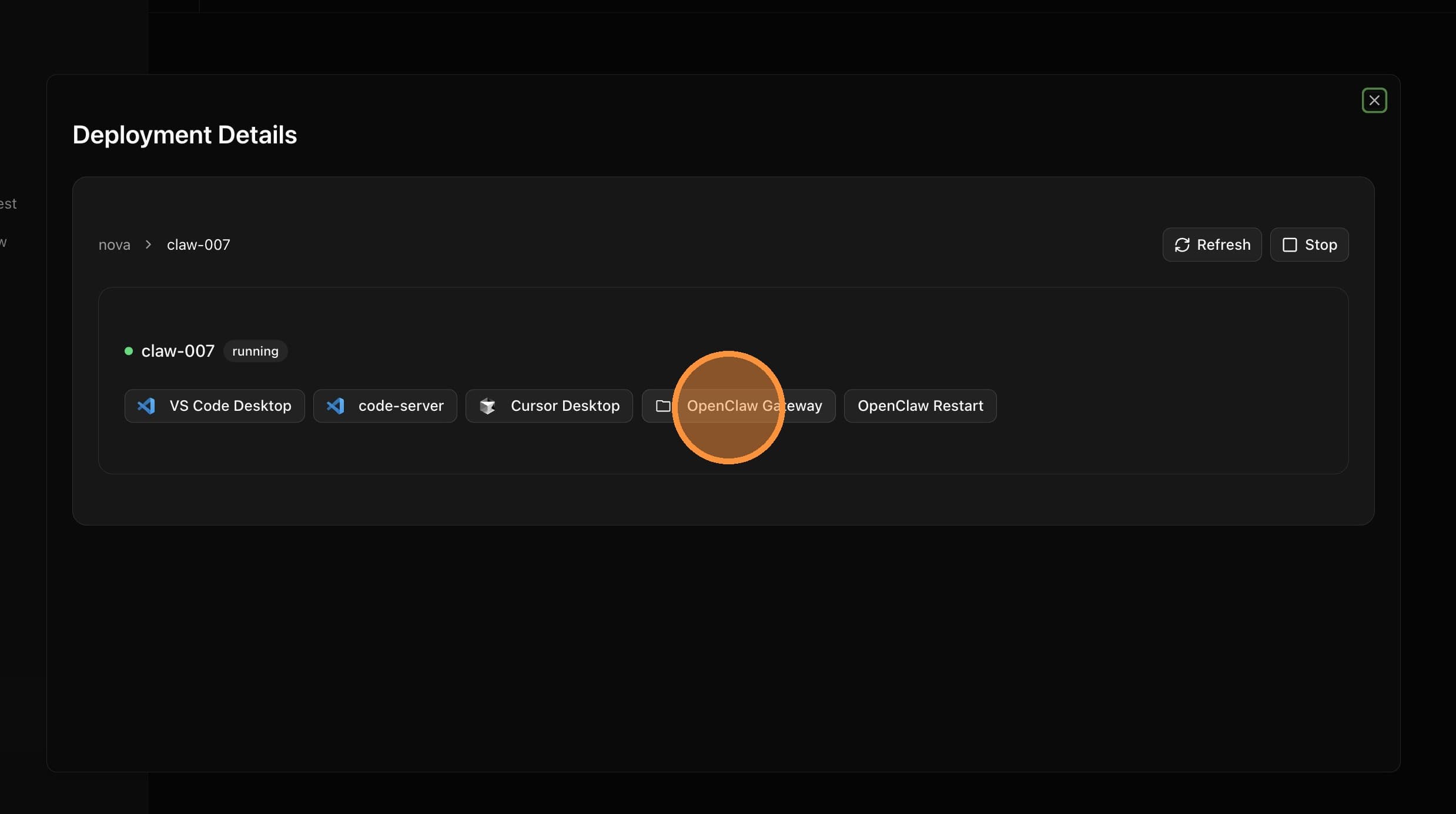 Click OpenClaw Gateway