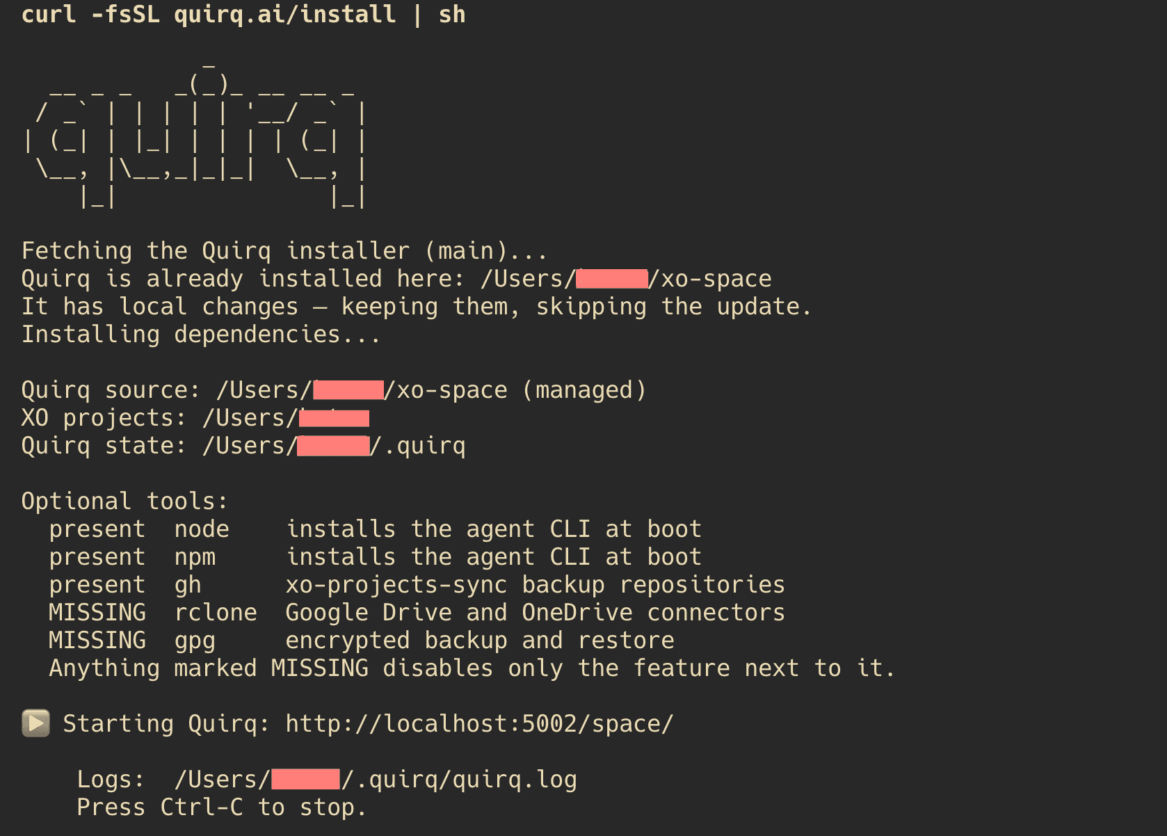 Installing Space through terminal/command prompt