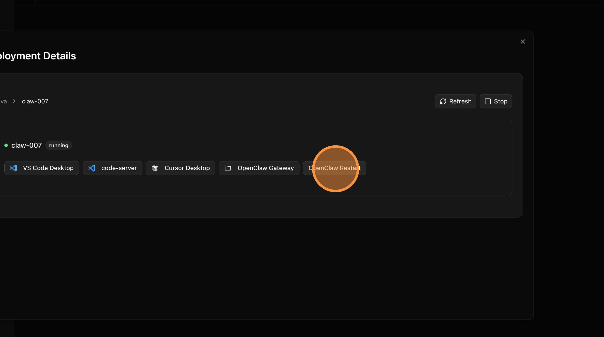 Click OpenClaw Restart